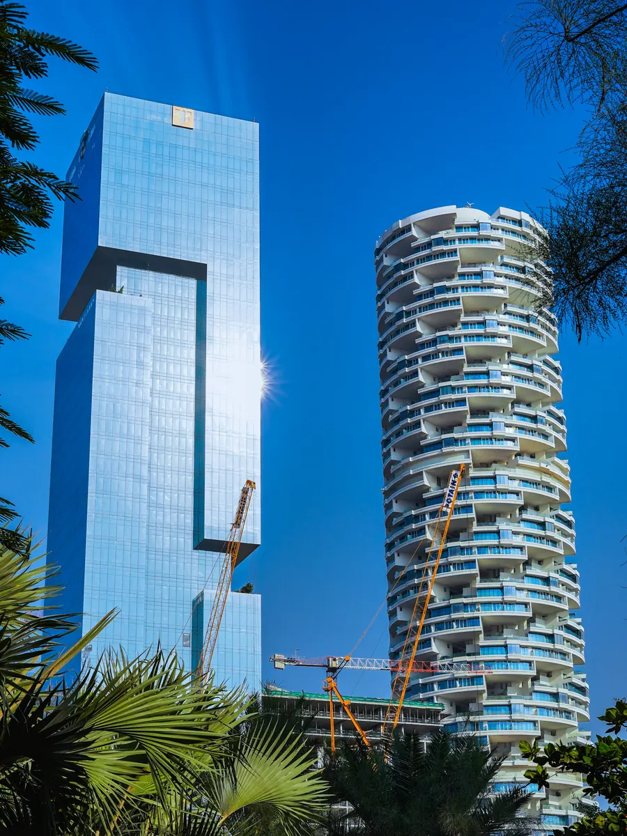 The First Collection hotel tower and a residential tower under construction in JVC